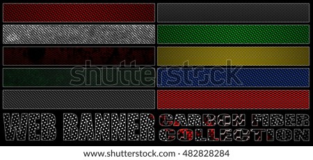 set 8. full web banner carbon fiber collection. standard size for full banner or leaderboard. 3d illustration with real texture.