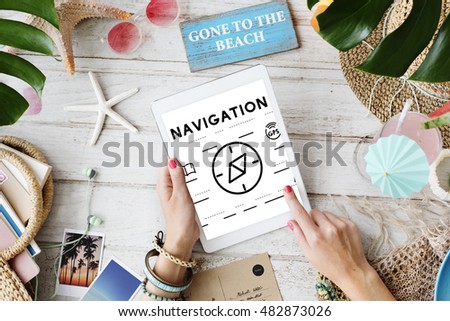 Hands Using Tablet Navigation Graphic Concept