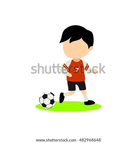 cartoon kid playing soccer. vector illustration