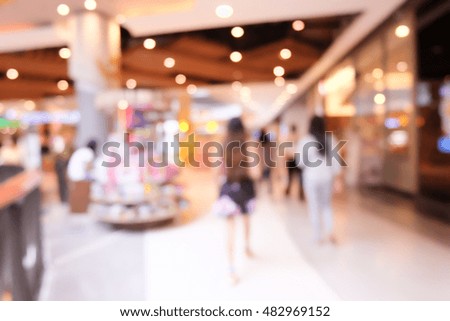 Blurred People shopping in department store.