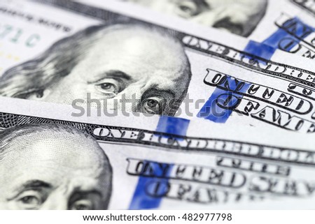  photographed close-up New American dollars put together