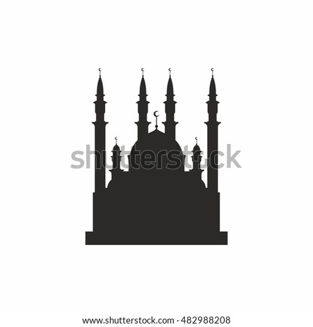 Vector silhouette of Mosque. Architectural symbol of Kazan city, the capital of Tatarstan, Russia. Qol Sharif mosque in Kazan Kremlin.