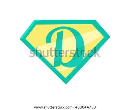 Father superhero symbol. Super dad icon. Super dad shield in flat. Green yellow element. Simple drawing. Isolated vector illustration on white background.