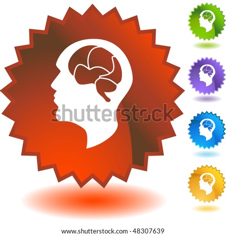 Brain icon web button isolated on a background.