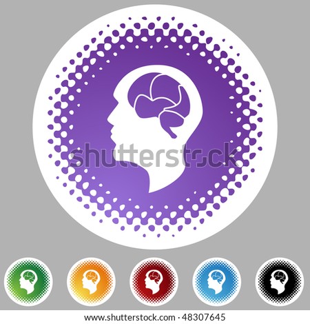 Brain icon web button isolated on a background.