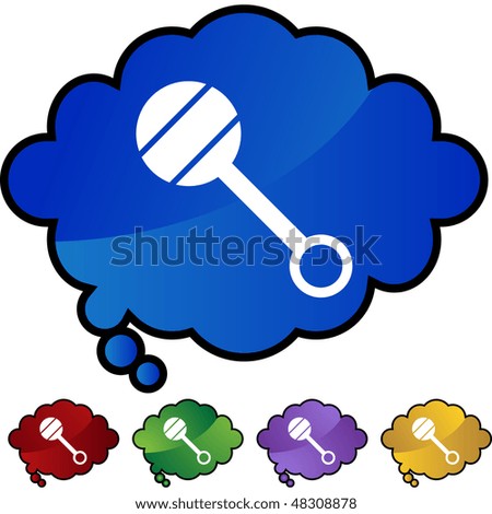 Baby rattle icon web button isolated on a background.