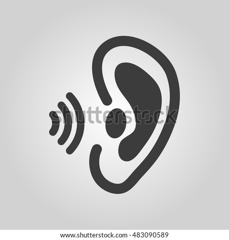 The ear icon. Sense organ and hear, understand symbol. Flat  illustration