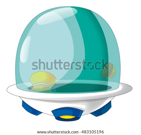 Cartoon scene of empty space ship - isolated - illustration for children