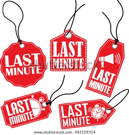 Last minute red tag set, vector illustration 