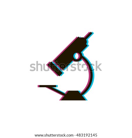 Microscope icon vector anaglyph, clip art. Also useful as logo, silhouette and illustration.