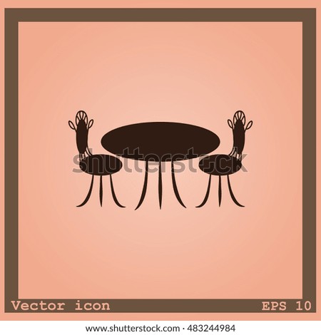 Cafe furniture icon. Table and chairs icon