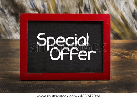 Special Offer Written on Chalk board wood frame vintage style