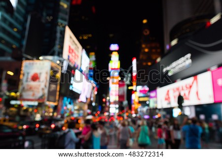 Blurred Times Square. Royalty-Free Stock Photo #483272314