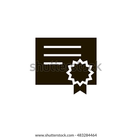 Certificate paper icon vector, clip art. With badge and ribbon. Also useful as logo, silhouette and illustration.