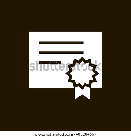 Certificate paper icon vector, clip art. With badge and ribbon. Also useful as logo, silhouette and illustration.