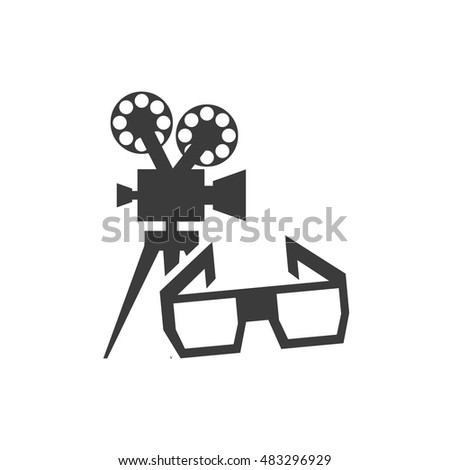 cinematographic camera with cinema icon vector illustration design