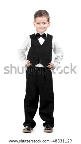 Boy in a suit isolated on white background