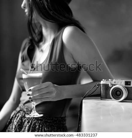Woman Drinks Party Night Lifestyle Concept