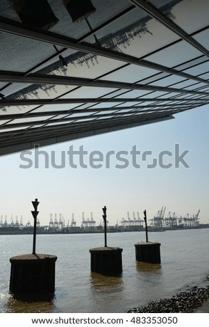 Office building in Hamburg and river elbe in the background photography of Hamburg district at Hamburg harbor in daytime