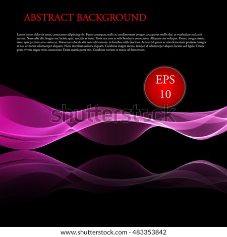 Vector Glowing waves on black background