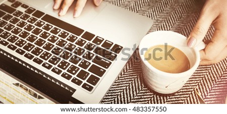 Woman Using Laptop Connection Internet Concept