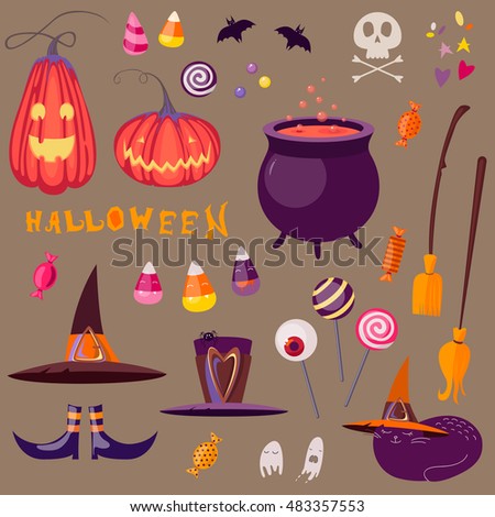 Halloween set in cartoon style