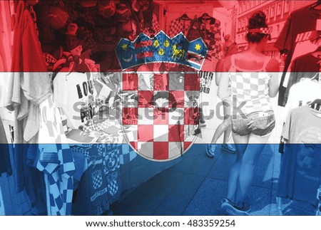 Flag of Croatia, texture, souvenirs, selling, backgrounds