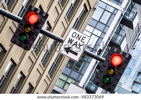 Stop! and only turn one way. Great for illustrating power point ideas.