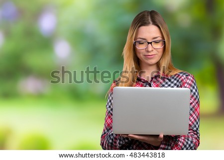 Young female working on laptop
