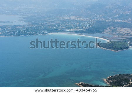 View of coast of San Teodoro, Sardinia, selective focus