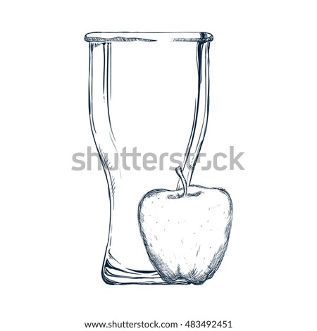 glass of juice and apple icon. organic and healthy drink theme. Isolated design. Vector illustration