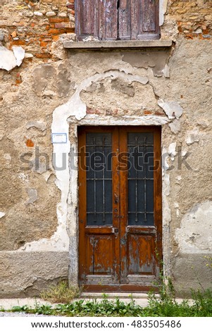 brown  europe  italy  lombardy        in  the milano old   window closed brick      abstract    door terrace