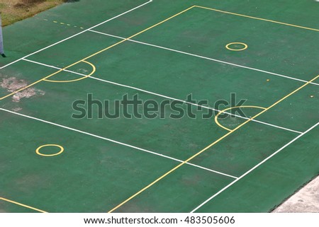 Outdoor basketball, volleyball, badminton court in school. all in one.