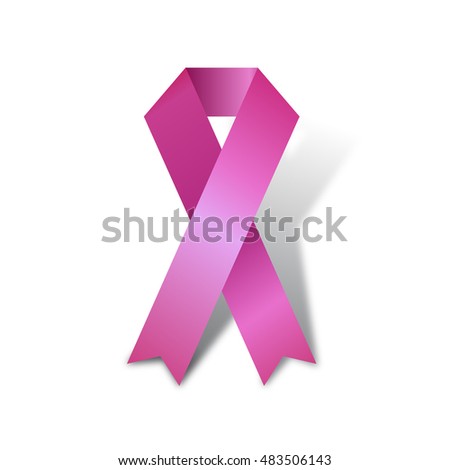 Breast cancer awareness pink ribbon on white background