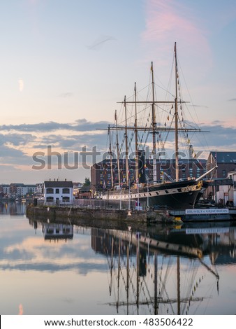 Bristol Waterfront, England, UK with Brunel's SS Great Britain Royalty-Free Stock Photo #483506422