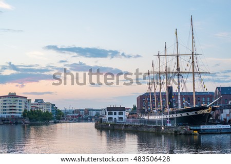Bristol Waterfront, England, UK with Brunel's SS Great Britain Royalty-Free Stock Photo #483506428