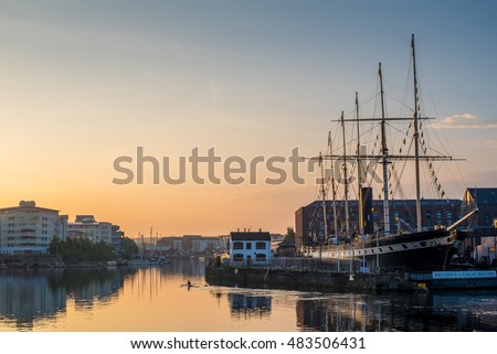 Bristol Waterfront, England, UK with Brunel's SS Great Britain Royalty-Free Stock Photo #483506431