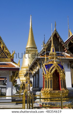 Golden Stupa and Chedis at Phra Sri Ratana, Grand Palace, Bangkok, Thailand