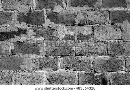 Black and white brickwork detailed texture background - stock photo