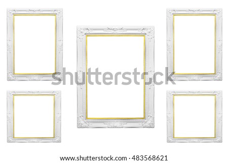Vintage gold oval picture frame isolated with background.

