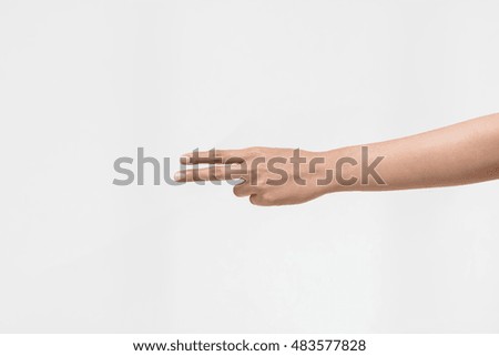 Hand on white background