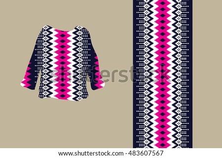 Geometric Ethnic pattern design for background,carpet,wallpaper,clothing,wrapping,Batik,fabric,Vector illustration.embroidery style.