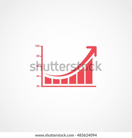 Chart Graph Increase Red Flat Icon On White Background