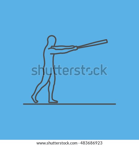 Cool line baseball icon. Vector silhouette of baseball player. Modern outline baseball logo.