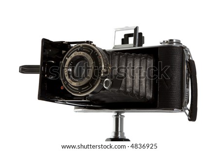 Antique camera, isolated on white background.