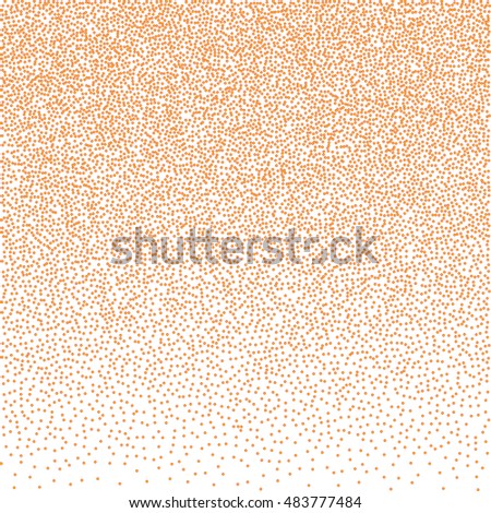Abstract pattern of random falling golden dots on white background