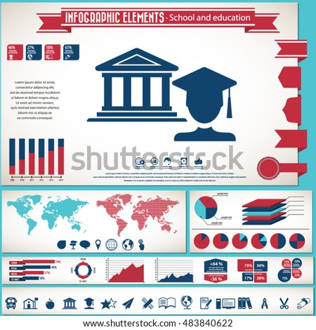 School and education- infographics elements and icons set. EPS10 vector. All elements are editable and in separate layer.