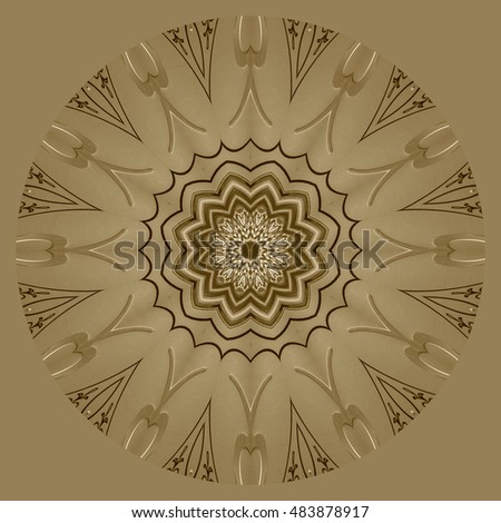 Yellow gold golden brown tan symmetrical design triangles circle shape background backdrop design flower unique pattern 