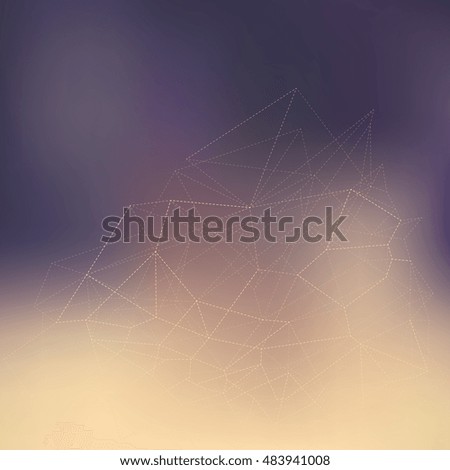 Blurred dashed background with connecting lines. Light connection structure. Polygonal vector background. Futuristic abstract triangles, low poly.