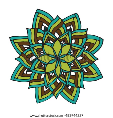 Zentangle mandala for coloring book and adults. Made by trace from personal hand drawn sketch. 